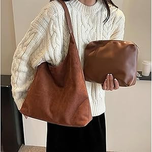 Suede Bag Suede Purse Suede Bags for Women Brown Suede Handbag Suede Tote Bag Hobo Bags for Women | Amazon (US)