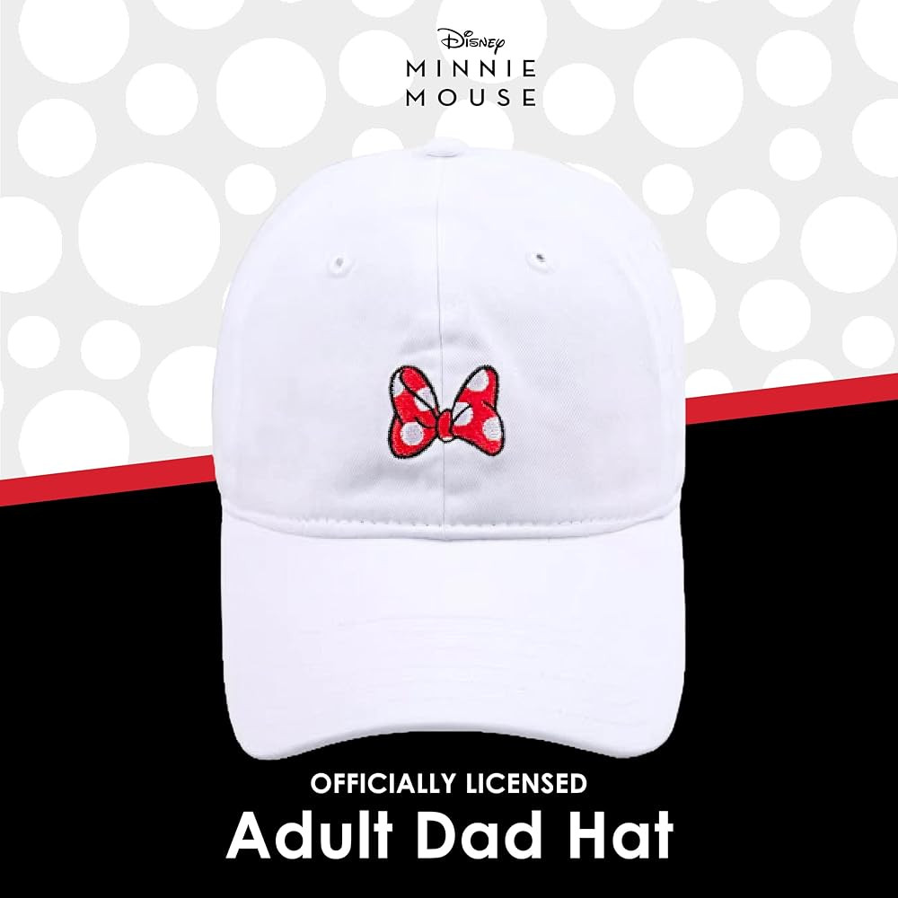 Disney Minnie Mouse Dad Hat, Cotton Adjustable Baseball Cap with Curved Brim | Amazon (US)