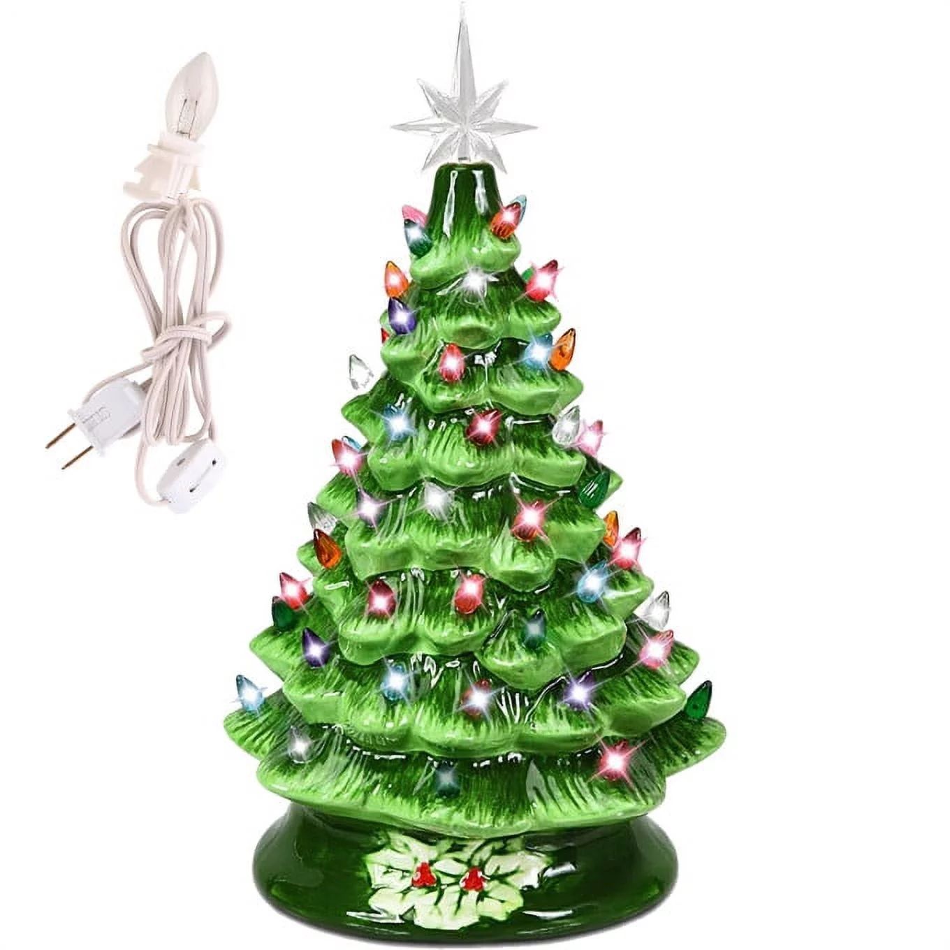 Vebreda 15 inch Large Ceramic Christmas Tree Plug in Tabletop Artificial Green Christmas Decorati... | Walmart (US)