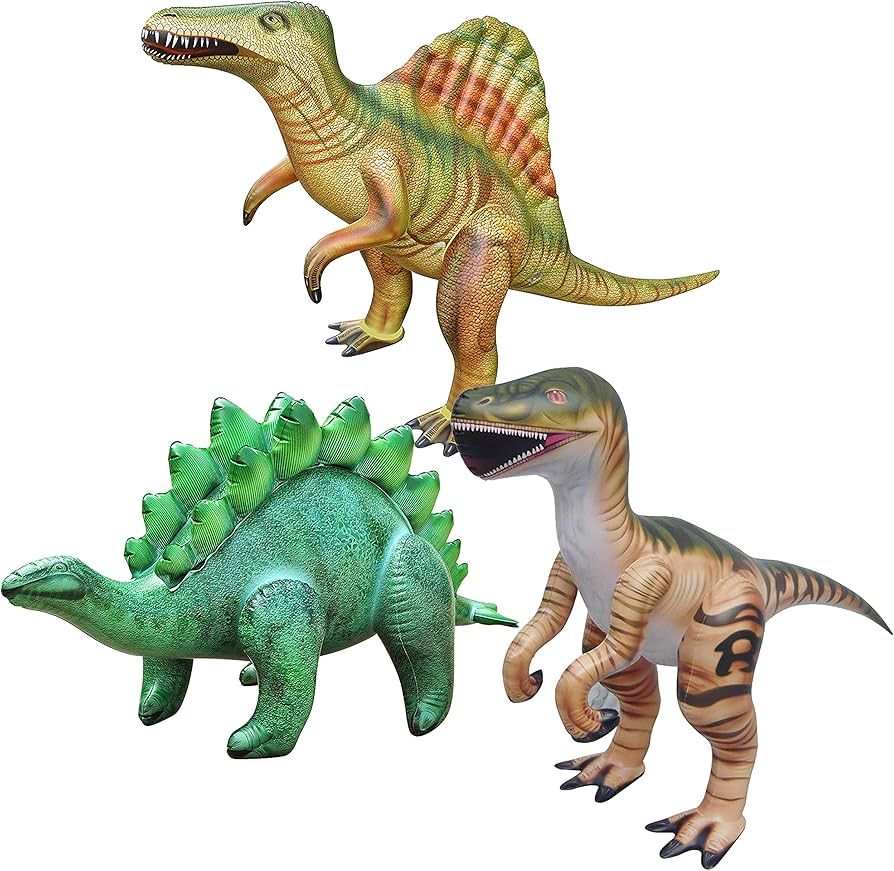 Jet Creations Dinosaur Inflatable Raptor Stegosaurus Spinosaurus Pack of 3 Di-SSR, Multicolor | Amazon (US)
