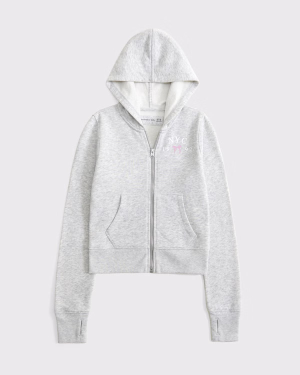 girls slim graphic full-zip hoodie | girls tops | Abercrombie.com | Abercrombie & Fitch (US)