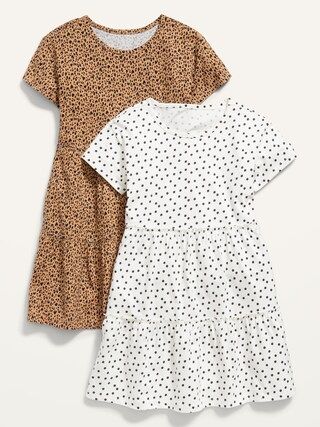 Short-Sleeve Printed Jersey-Knit Swing Dress 2-Pack for Girls | Old Navy (US)