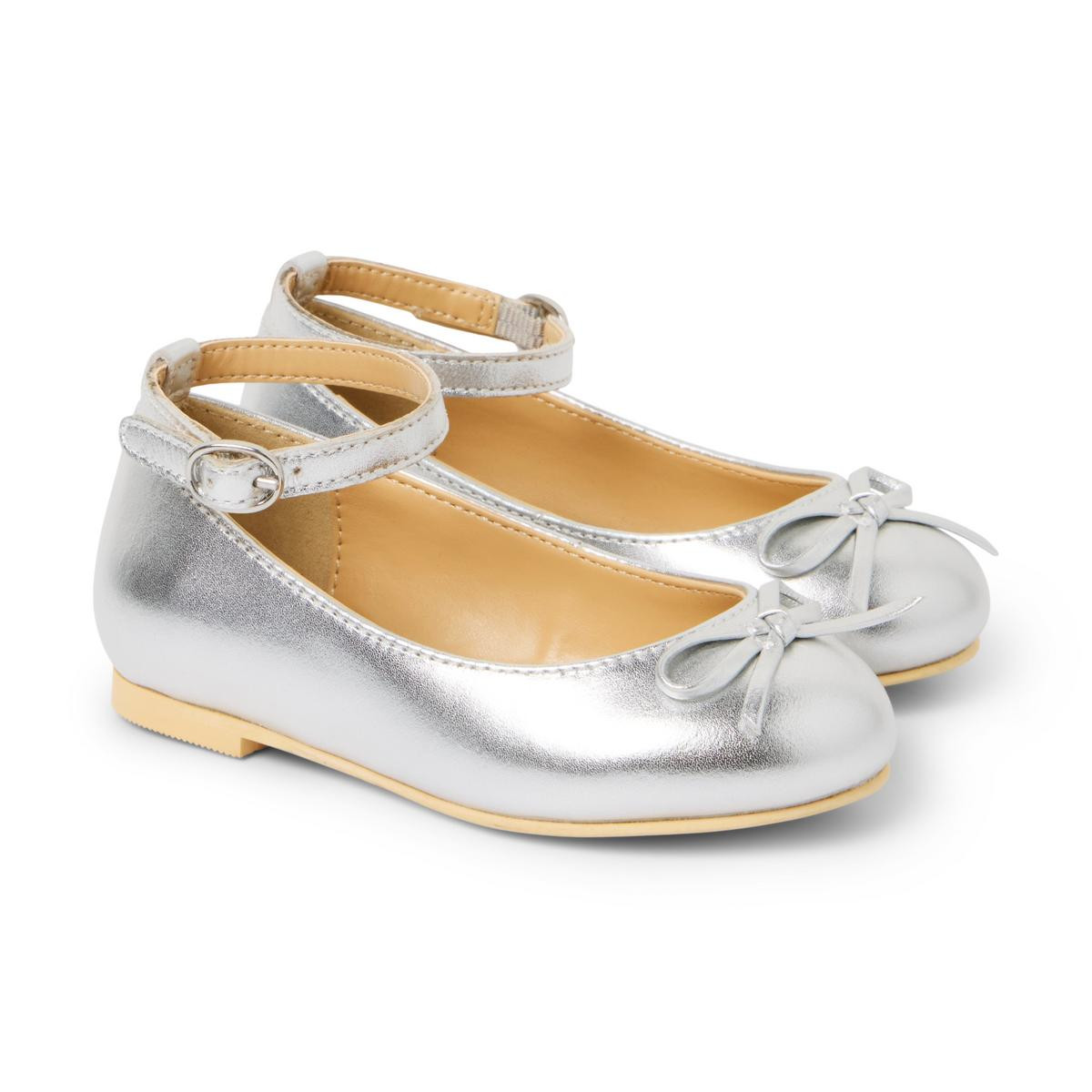 Metallic Ankle Strap Bow Ballet Flat | Janie and Jack