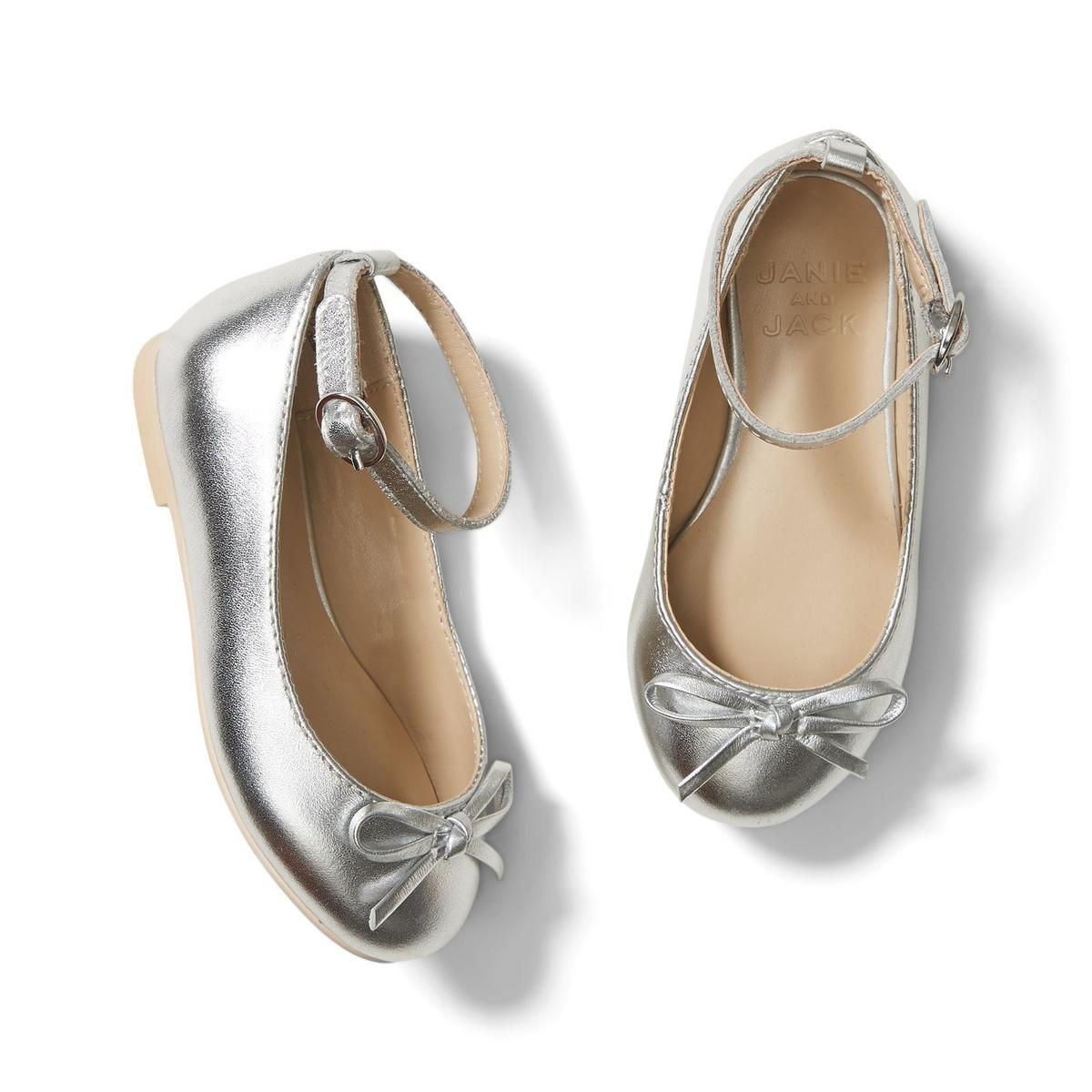 Metallic Ankle Strap Bow Ballet Flat | Janie and Jack