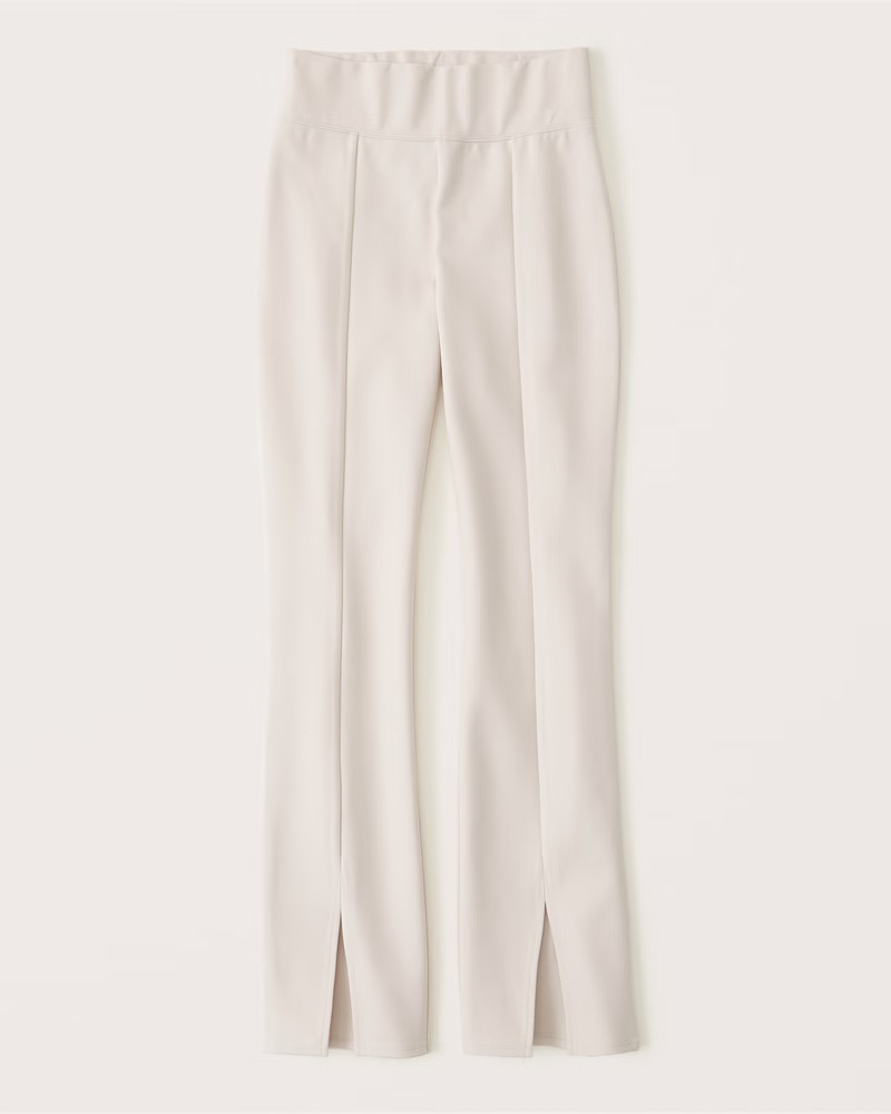 Ponte Front Split-Hem Flare Pants | Abercrombie & Fitch (US)