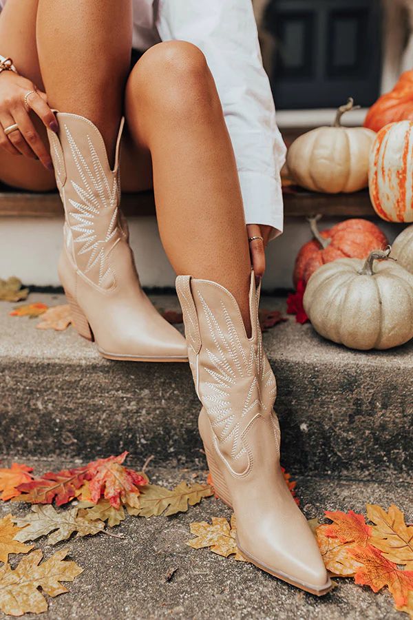 The Beau Faux Leather Cowboy Boot In Tan | Impressions Online Boutique