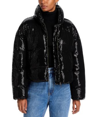 STEVE MADDEN Stratton Sequined Cropped Puffer Jacket  | Bloomingdale's Women | Bloomingdale's (US)