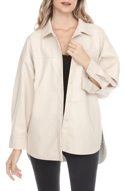RAIN AND ROSE Faux Leather Shirt Jacket in Beige at Nordstrom, Size Medium | Nordstrom