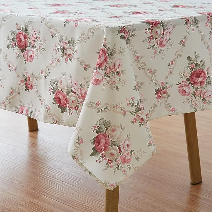 Vintage Floral Rectangle Tablecloth Shabby Chic Flower Table Cloth Spring Table Cover Waterproof ... | Amazon (US)