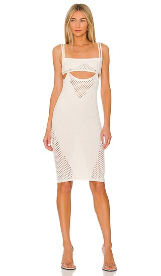 Nadene Layer Midi Dress in Ivory | Revolve Clothing (Global)