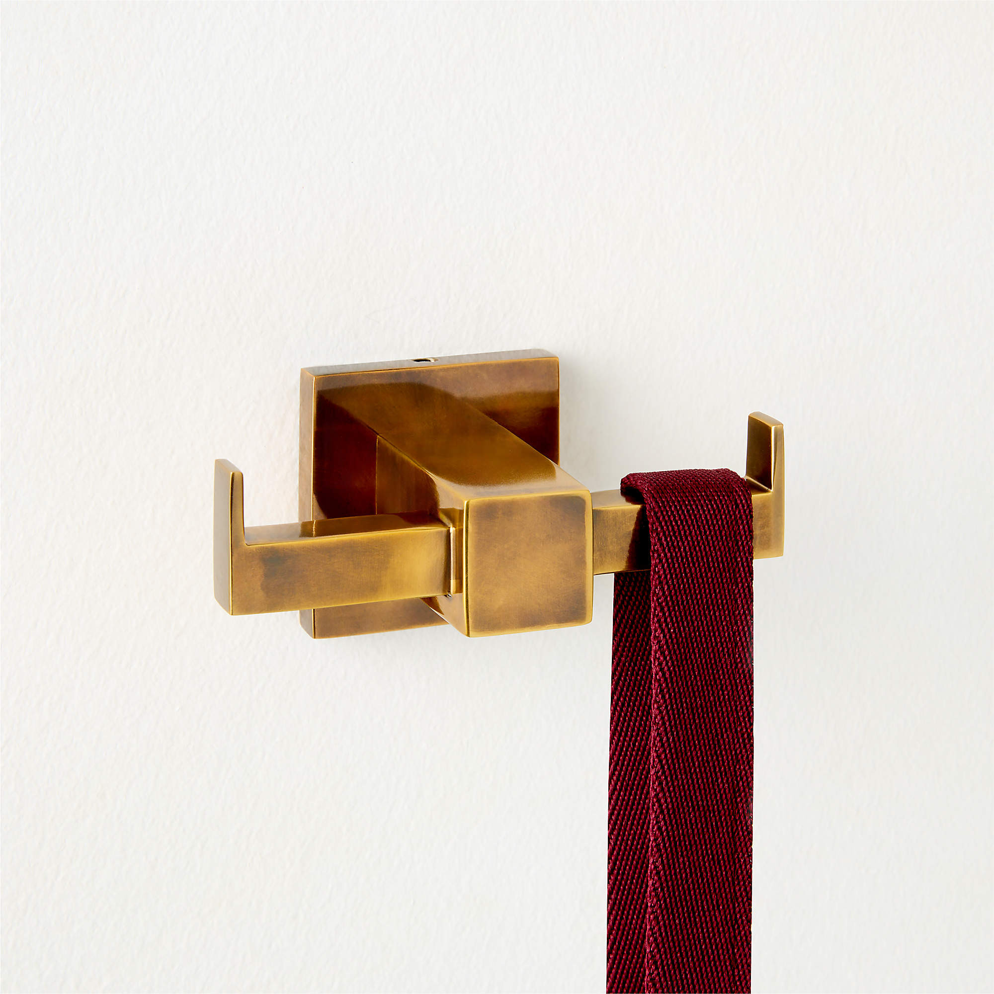 Jones Aged Brass Double Hook | CB2 | CB2