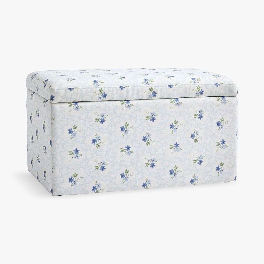 Hill House Home Clematis Scallop Blue Storage Bench (32") | Pottery Barn Teen