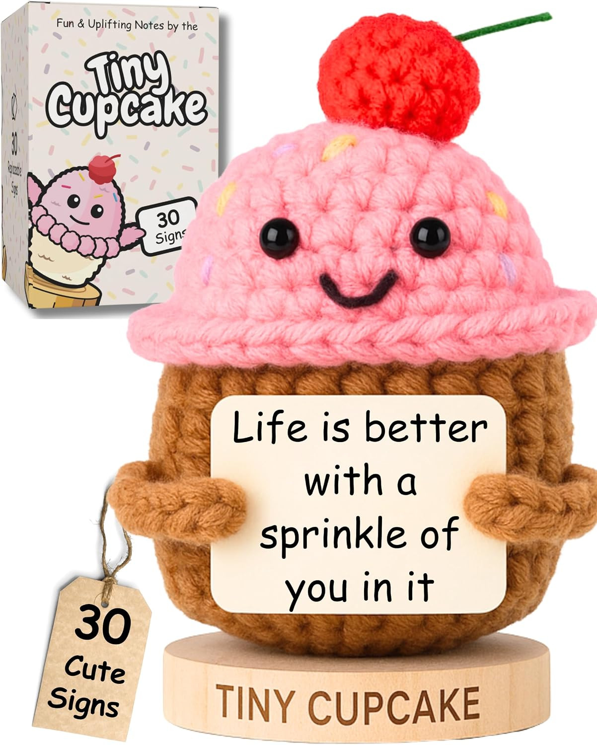Emotional Support Gifts for Women - Positive Crochet Cupcake W/ 30 Uplifting Affirmation Cards | Birthday Gift for Women Friendship, Best Friend, Bestie, Teen Girls, Classmates, Daughter Birthday | Amazon (US)