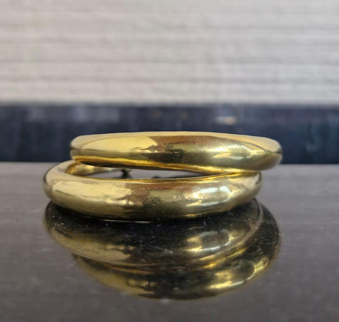 Chunky Geometric Gold Bangle, Gold Bracelet Cuff, Gold Brass Cuff Bracelets, Modern Design Statem... | Etsy (US)