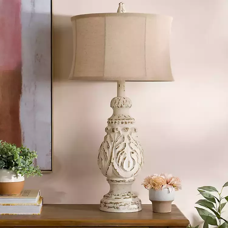 Caroline distressed store cream table lamp