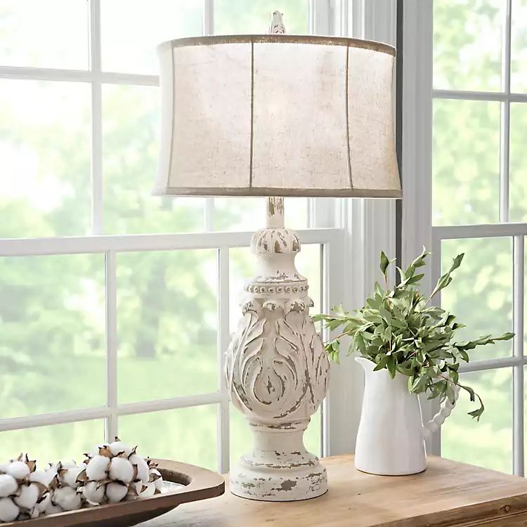 Caroline Distressed Cream Table Lamp | Kirkland's Home