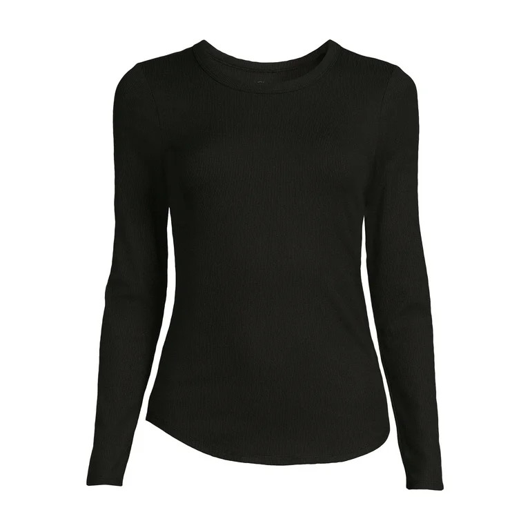 No Boundaries Juniors Ribbed Crewneck Tee with Long Sleeves | Walmart (US)