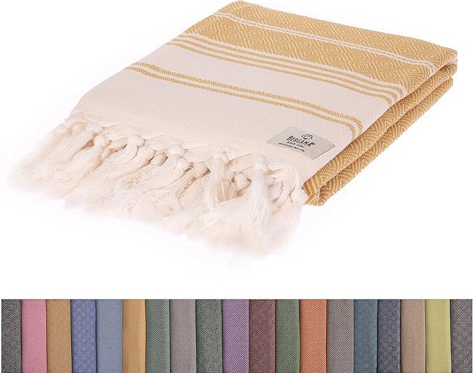 Bergama Turkish Cotton BeachTowel | 100% Cotton, Prewashed, 38 x 71 Inches | Quick Dry, Sand Free... | Amazon (US)