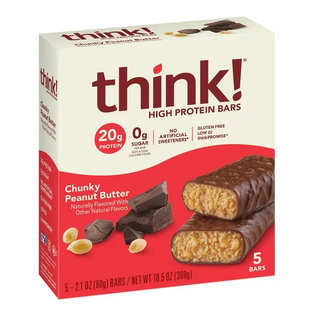 think! High Protein Bar, Chunky Peanut Butter, 20G Protein, 5 Count | Walmart (US)