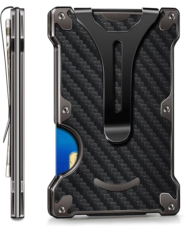 BULLIANT Slim Wallet, Men Wallet Money Clip Aluminum Card Holder Expandable for 15 Cards RFID Blo... | Amazon (US)