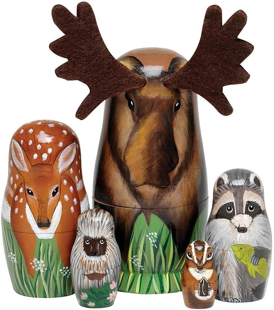 Bits and Pieces - "Woody and Friends" American Woodland Creatures Nesting Dolls - Hand Painted Wo... | Amazon (US)