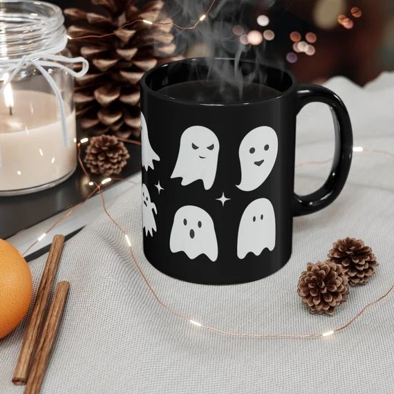 Ghost Coffee Mug Halloween Mug Glass Mug Spooky Coffee Mug - Etsy | Etsy (US)