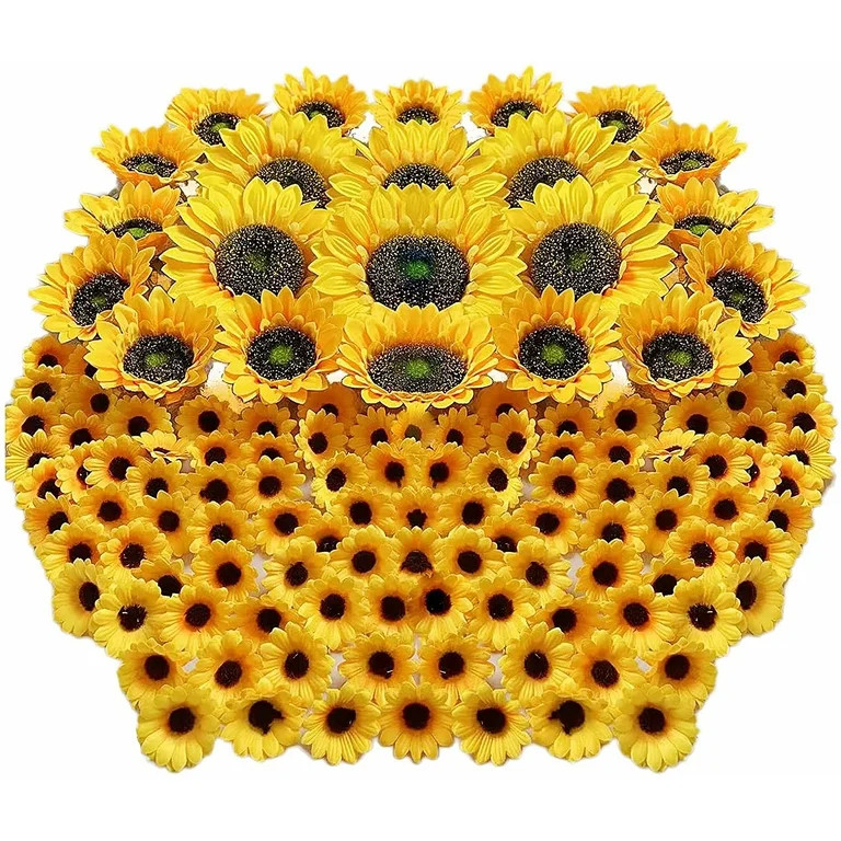Ukeler 122pcs Artificial Sunflower Heads 5.1'' 3.5'' 1.5'' Yellow Sunflower Artificial Flowers fo... | Walmart (US)