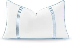 Hofdeco Premium Coastal Hampton Style Patio Indoor Outdoor Lumbar Pillow Cover Only, 12"x20" Wate... | Amazon (US)