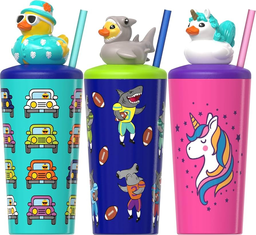 COOL GEAR Pop Topper Kids Tumbler with Straw, Mix-and-Match Character Topper, BPA Free Reusable C... | Amazon (US)