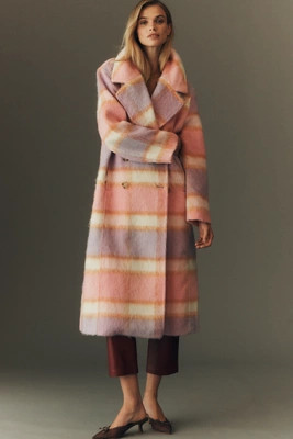 Maeve Wool Blend Plaid Long Coat | Anthropologie (US)
