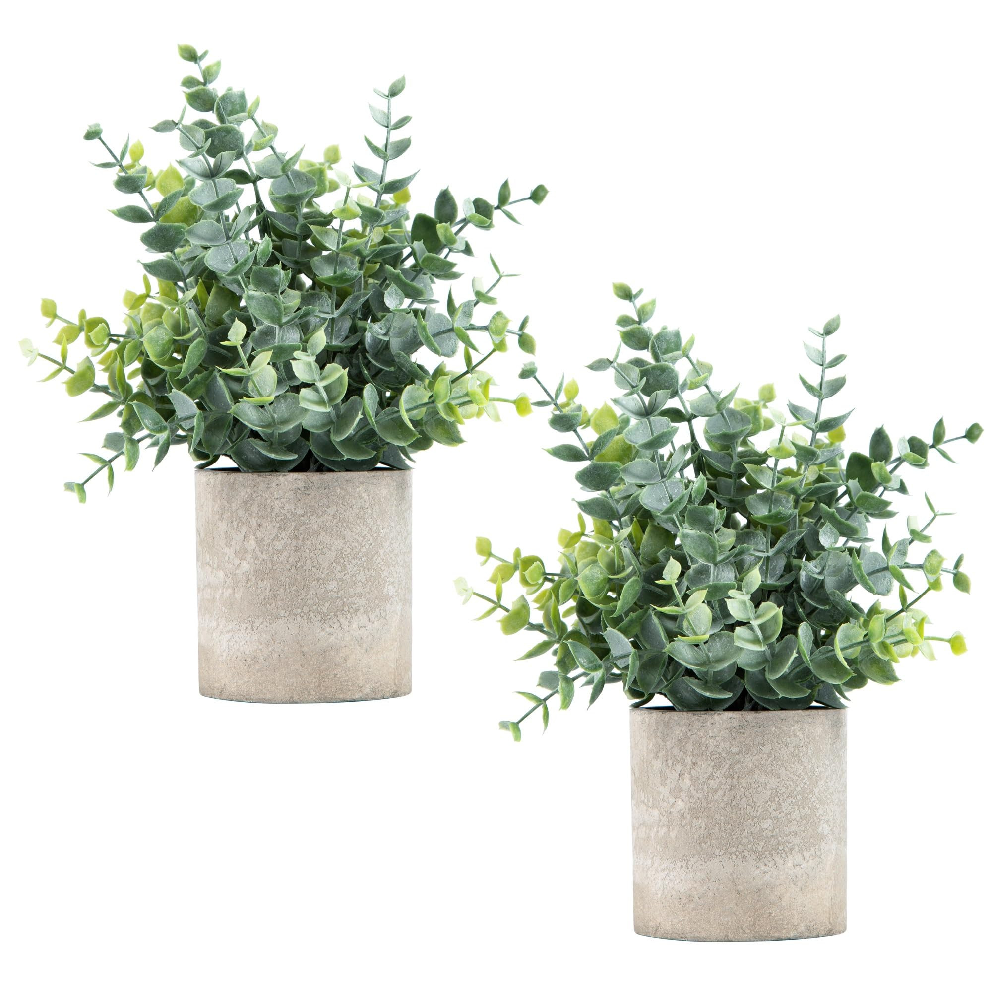 2 Pack Small Fake Plants Eucalyptus Potted Artificial Plants for Shelf Desk Home Bathroom Farmhou... | Amazon (US)