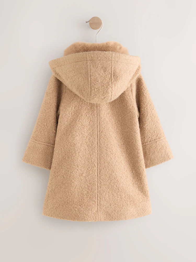 Camel Faux Fur Collar Hooded Coat (3mths-7yrs) | Next US