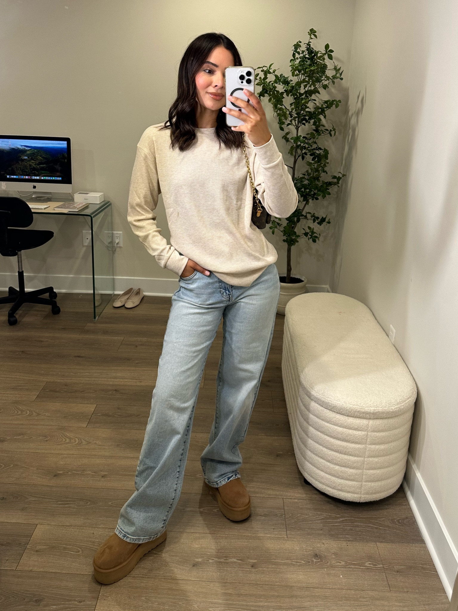 Found many clothes for fall at Walmart! Sharing this outfit below 
Top medium
Jeans XS 
Boots Ugg 