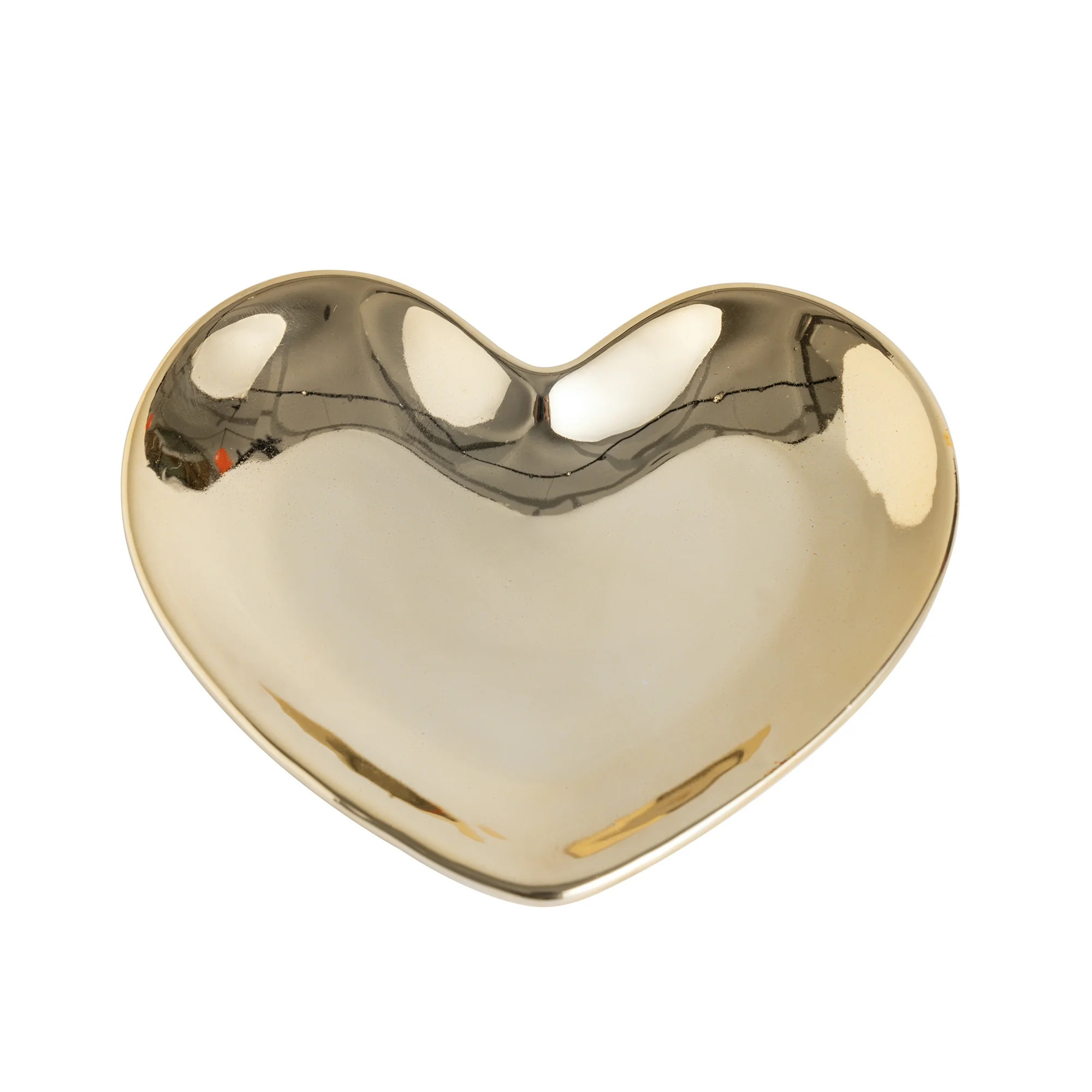 Mainstays Gold Ceramic Decorative Heart Tabletop Trinket Tray | Walmart (US)