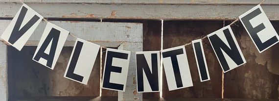 Vintage Metal Signage Black & White Valentine  Letter Banner | Etsy (US)