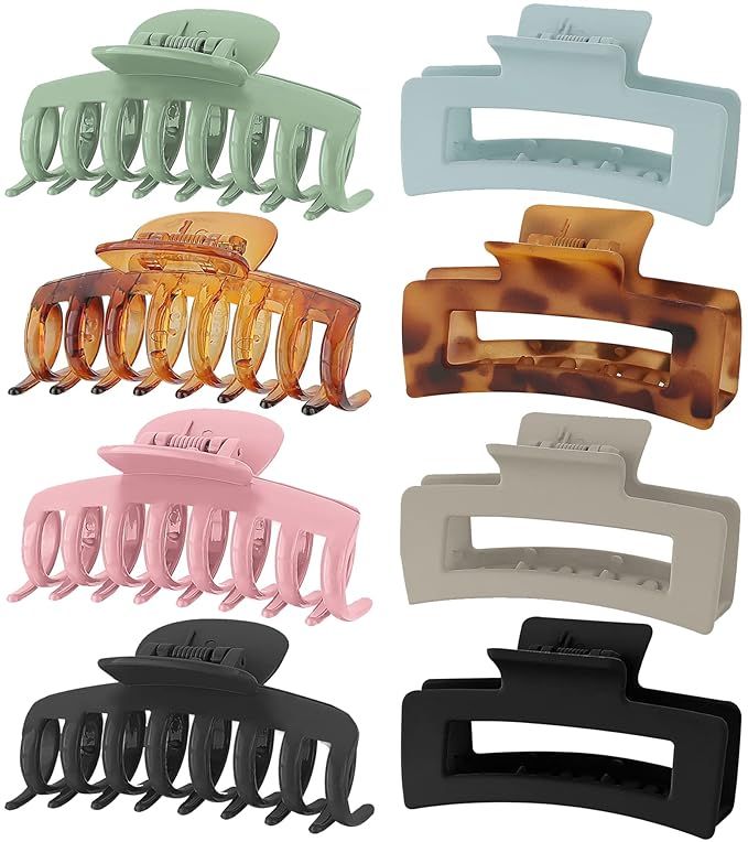 Amazon.com: 8 Colors Lolalet Strong Hold Hair Claw Clips, 2 Styles Nonslip Medium Large Jaw Clip ... | Amazon (US)