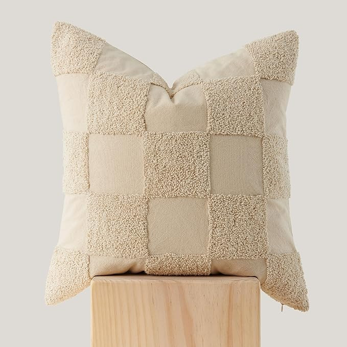 Double Stitch by Bedsure 100% Cotton Tufted Throw Pillow Cover - Boho Decorative Pillow Cover, Cu... | Amazon (US)