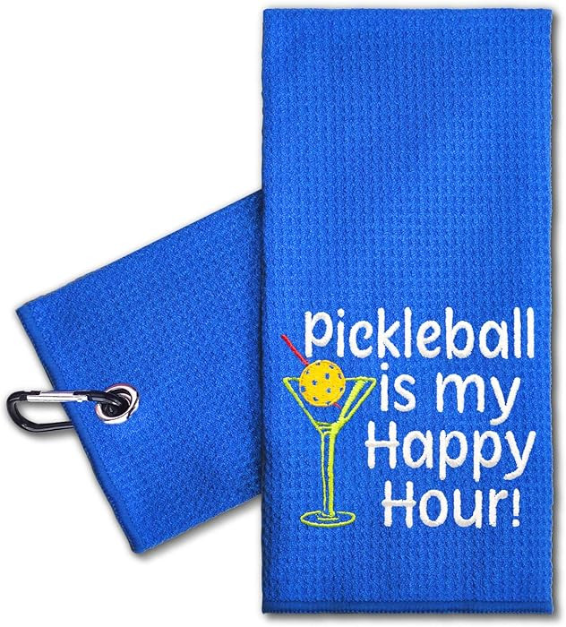 ERHACHAIJIA Pickleball is My Happy Hour Embroidered Pickleball Sports Towel with Clip. Funny Pick... | Amazon (US)