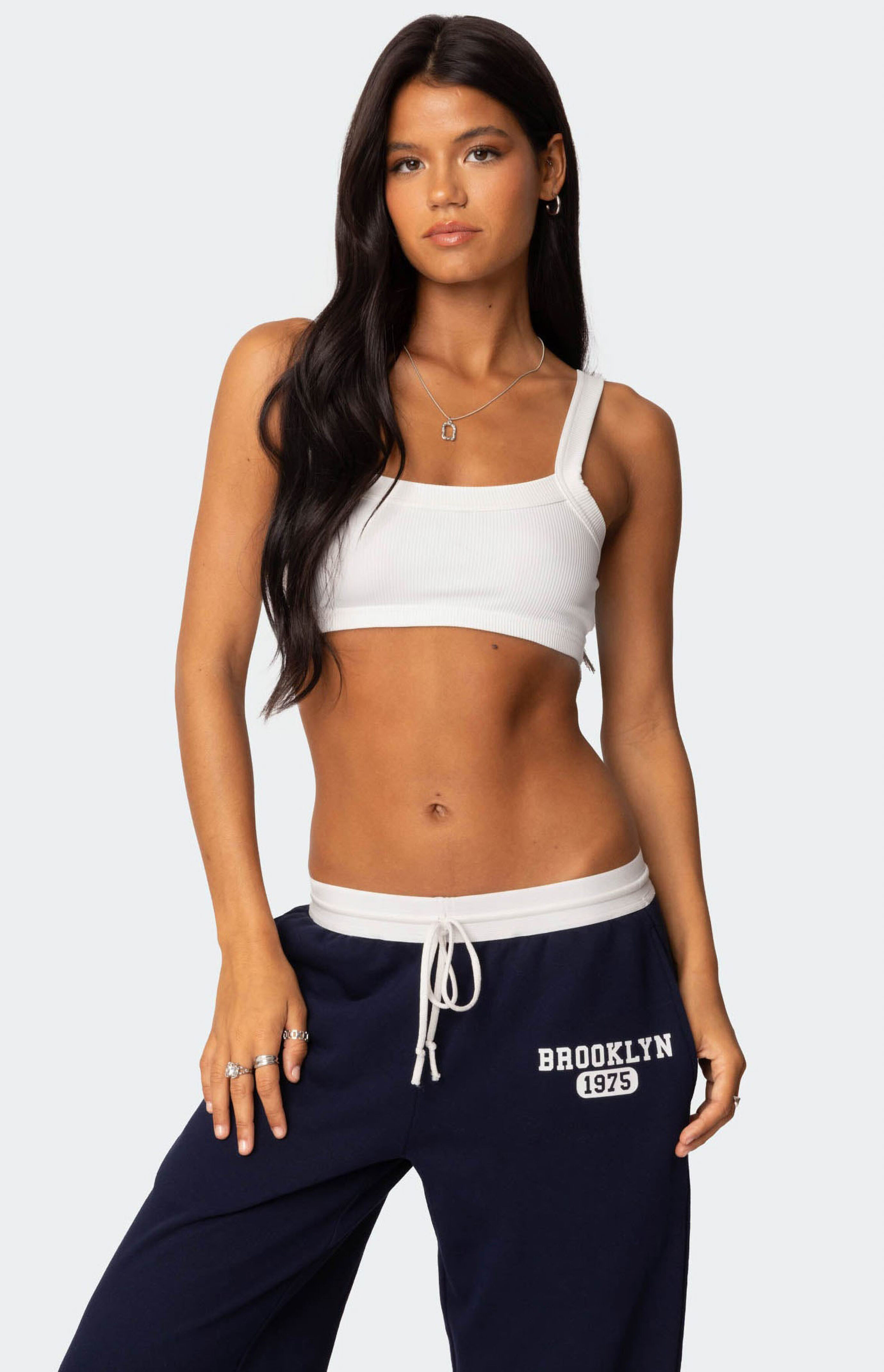 Edikted Sariah Contrast Ribbed Crop Top | PacSun