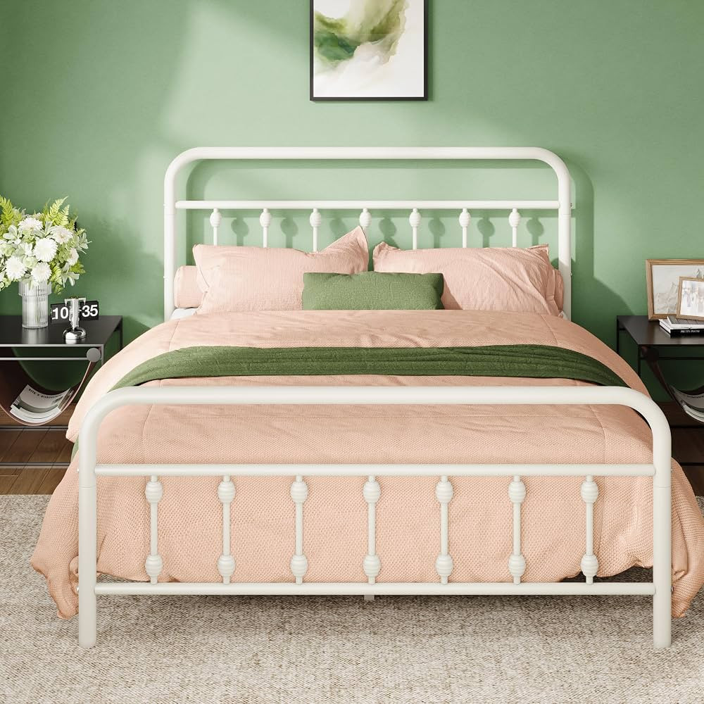 Allewie 14 Inches Queen Size Metal Platform Bed Frame with Victorian Style Iron-Art Headboard/Foo... | Amazon (US)