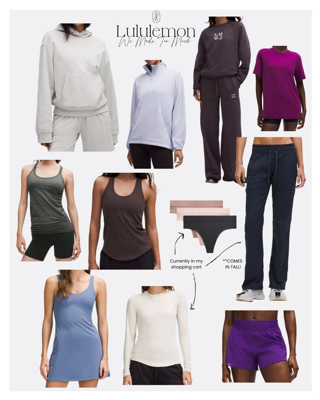 Lululemon - We Made Too Much! 
+ a few of my favs to get you through the winter. Be warm, comfortable, or buy now to get set for summer. And don't skip the underwear, it's the best.  

 #LTKmomlife #LTKActive #LTKTall