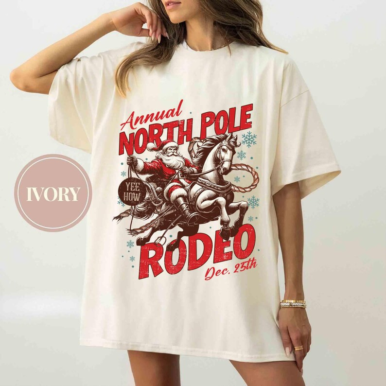 North Pole Rodeo Crewneck UNISEX Country Christmas Western Christmas Cowboy Santa Claus Shirt Vin... | Etsy (US)