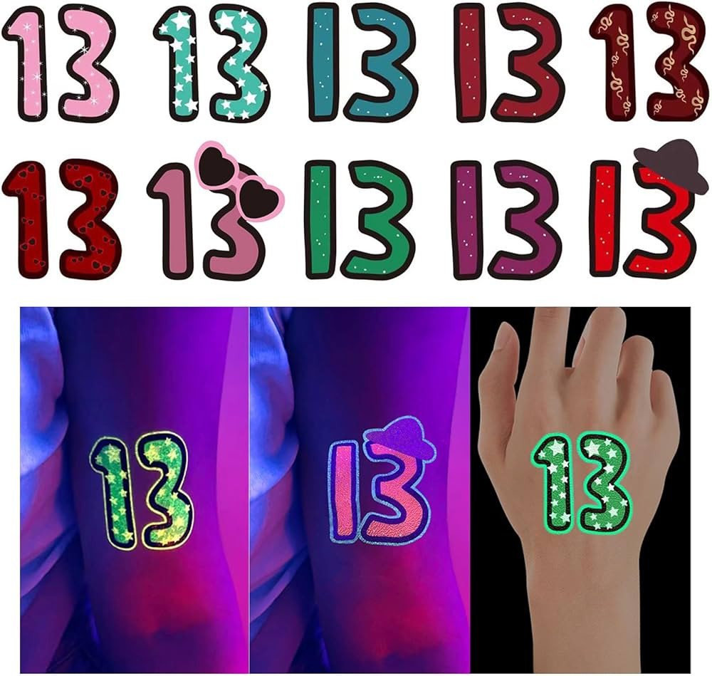 48 Pcs Glow in Dark/13 Hand/13/Temporary Tattoos, Party Accessories for Swifties Gifts | Amazon (US)