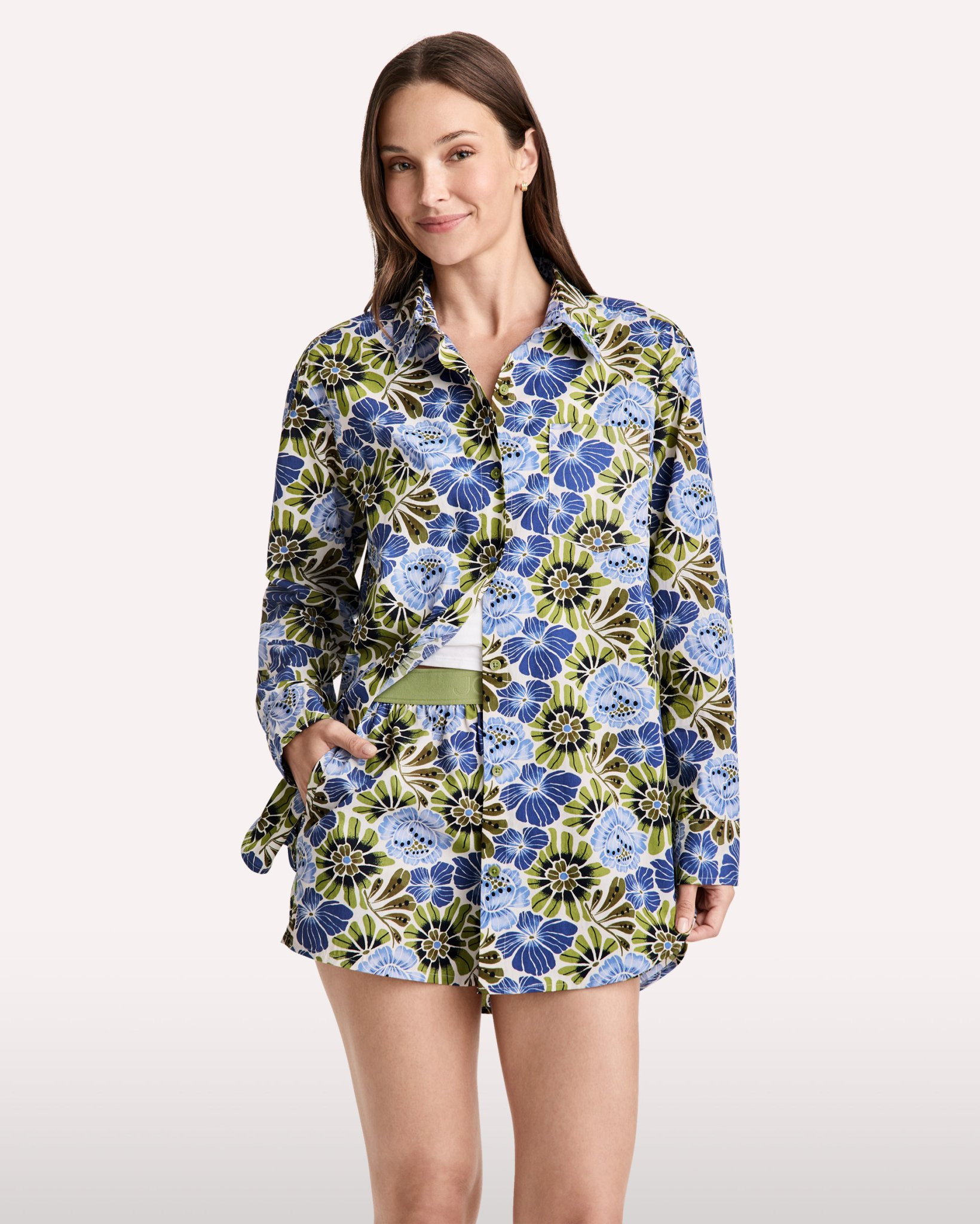 100% Cotton Poplin Long Sleeve Button Up | Jockey