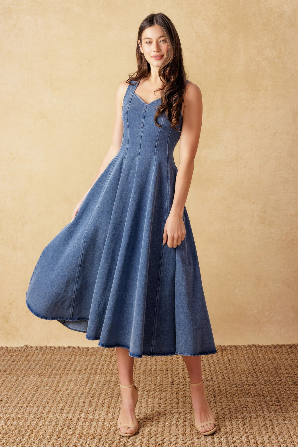 STARS AHEAD DENIM MIDI DRESS | Lady Black Tie