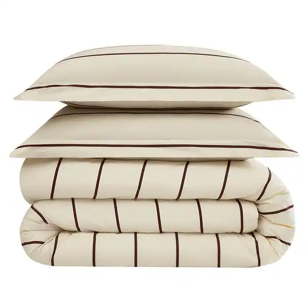 Brooklyn Loom Hayward Stripe 3 Piece Comforter Set - Twin - Twin XL - Ivory/Brown | Bed Bath & Beyond