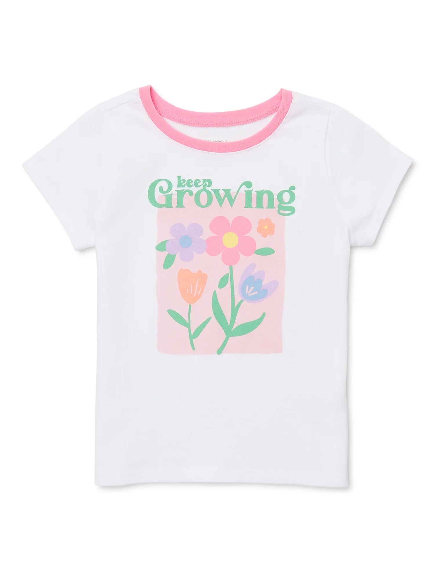 Garanimals Toddler Girl Short Sleeve Graphic Ringer T-Shirt, Sizes 18M-5T | Walmart (US)