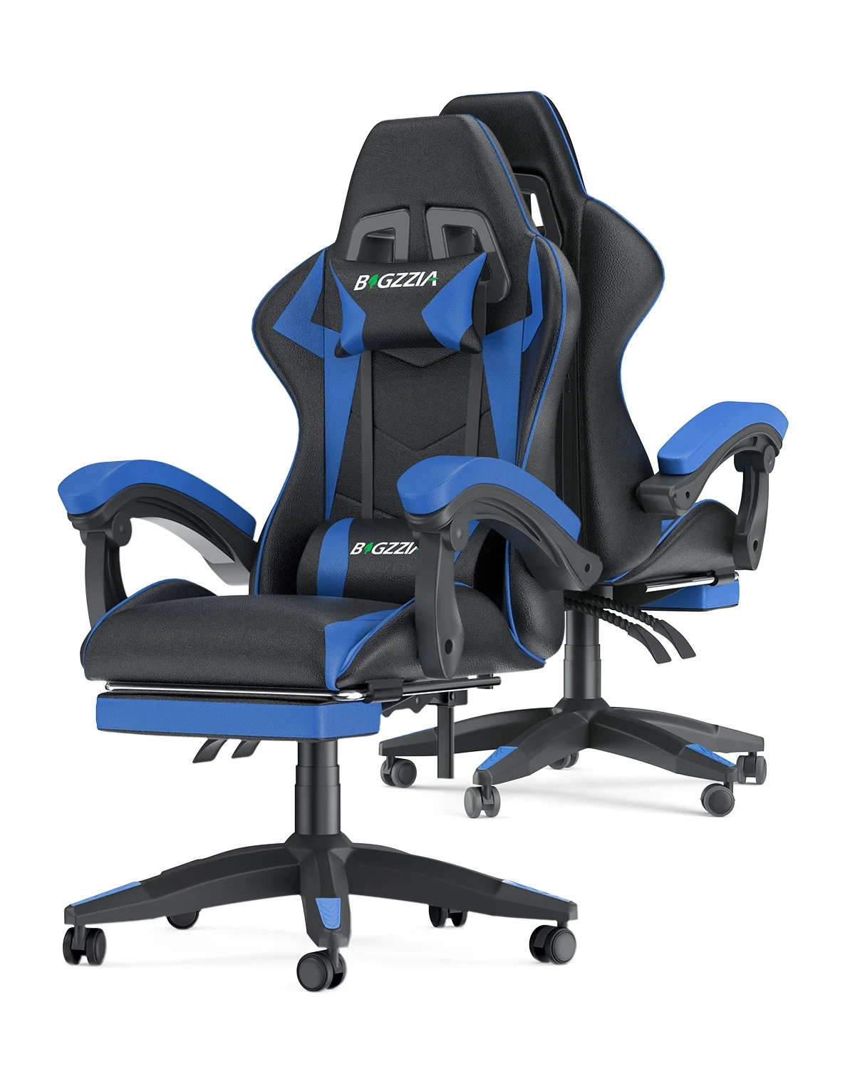 Bigzzia Gaming Chair with Footrest, Ergonomic Game Chair with Lumbar Support & Headrest, Height A... | Walmart (US)