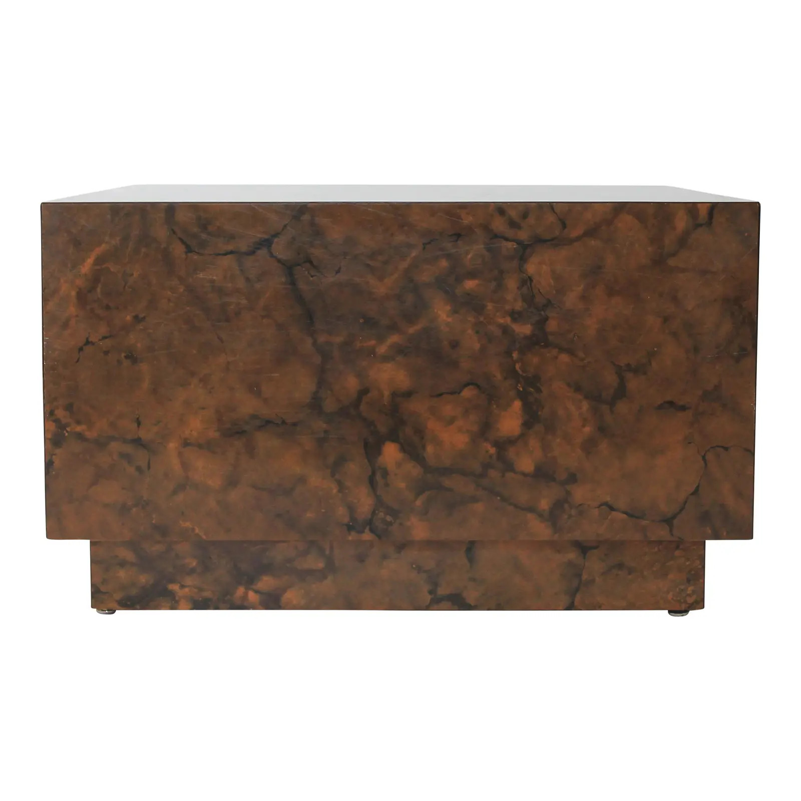 Faux Burlwood Cube Coffee Table | Chairish
