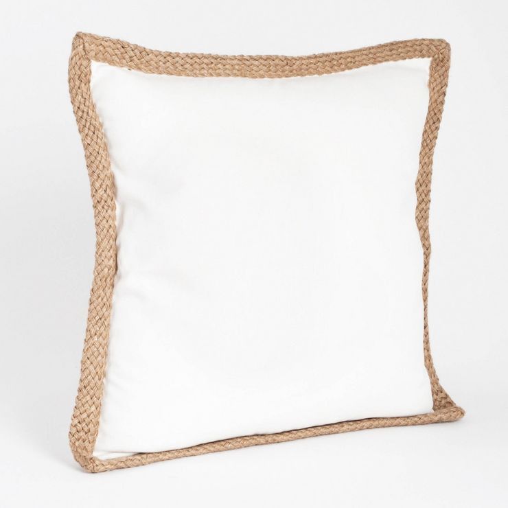 20"x20" Oversize Jute Braided Down Filled Square Throw Pillow Ivory - Saro Lifestyle | Target